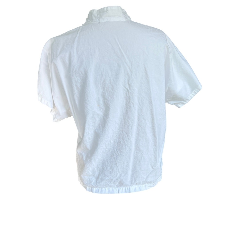 Eleven Stitch Design Shirt M White Cotton Button Down Top USA Lagenlook Coastal - Picture 3 of 9